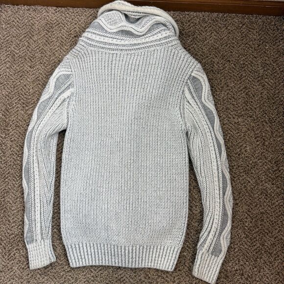 LCR Men’s Cable Knit Chunky Wool Blend Cardigan Neutral Size M - Picture 10 of 12